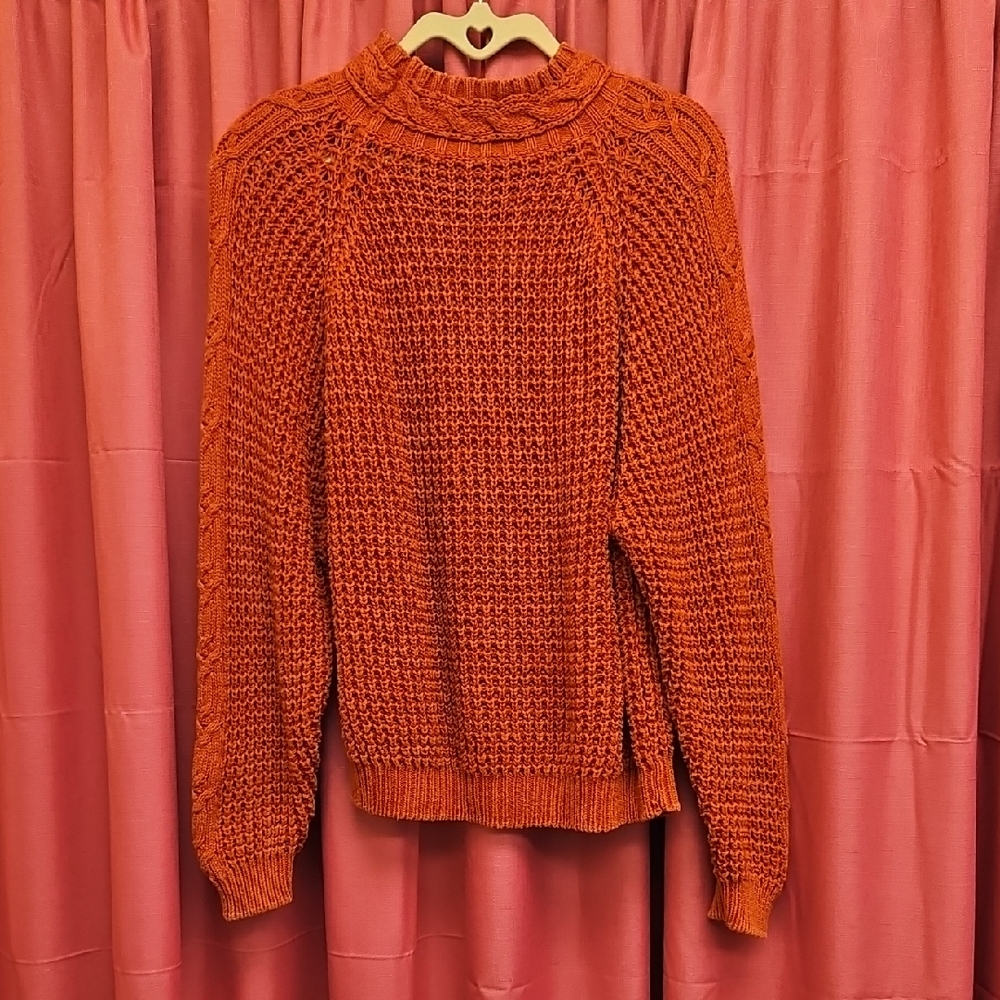 Women's Firey Red Cable Knit Sweater